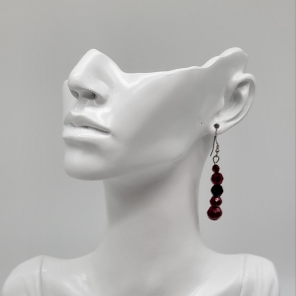Red Crystal Bead Earrings - Picture 5 of 6